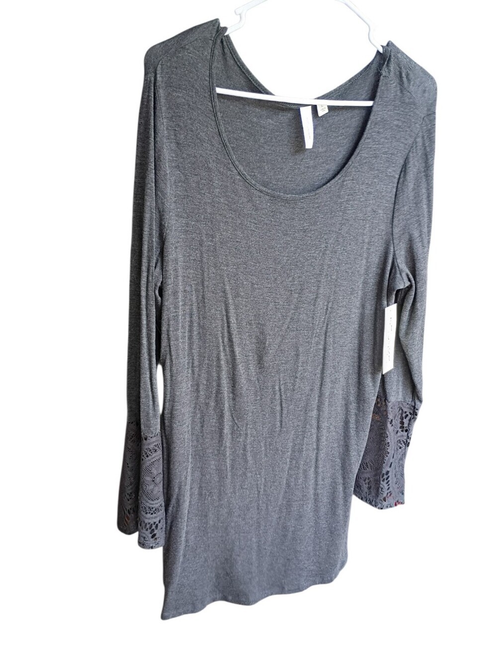Tecera Lace Cuff Gray Tunic NWT Size Large